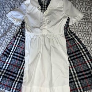 Burberry White Dress with Black and Red Plaid Accents